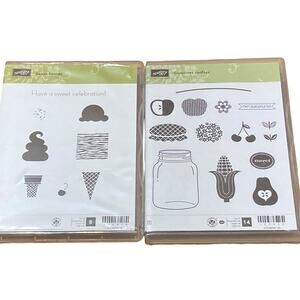 Stampin' Up! Sweet Scoops & Conserves Confites Cling Rubber Stamp Lot Of 2
